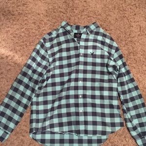 XL american eagle turquoise and navy blue buttoned